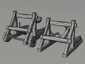 Cartoon siege engines asset Polygonal Style 3D Model