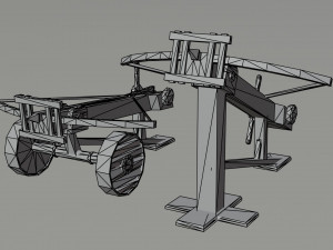 Cartoon siege engines asset Polygonal Style 3D Model