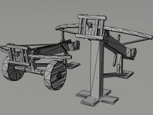Cartoon siege engines asset Polygonal Style 3D Model
