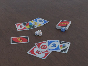 ボードゲーム UNO とサイコロ 3Dモデル