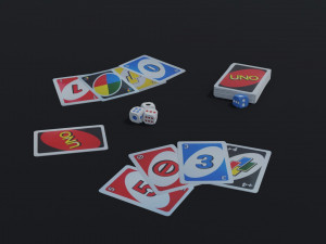 Board game UNO and dice 3D Model