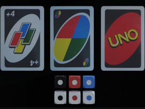 Board game UNO and dice 3D Model