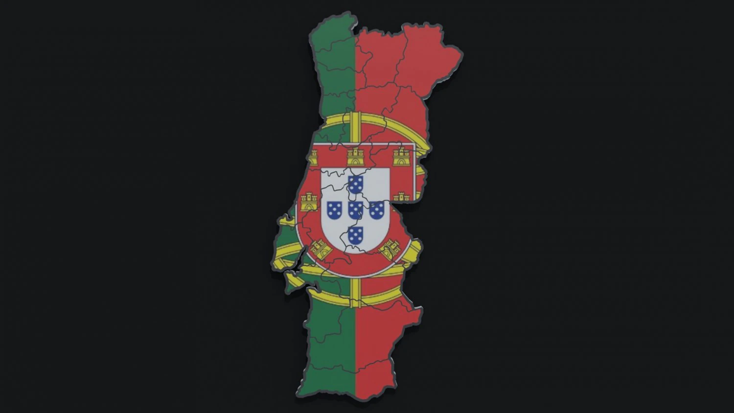 Mapa Pol&iacute;tico de Portugal Modelo 3D .c4d .max .obj .3ds .fbx .stl .blend 
