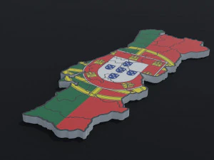 Mapa Pol&iacute;tico de Portugal Modelo 3D