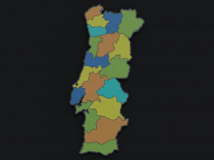 Mapa Pol&iacute;tico de Portugal Modelo 3D