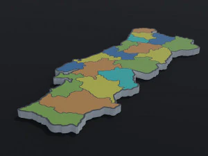 Mapa Pol&iacute;tico de Portugal Modelo 3D
