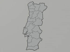 Mapa Pol&iacute;tico de Portugal Modelo 3D