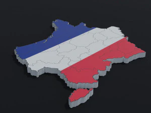 Political Map of France 3D Model