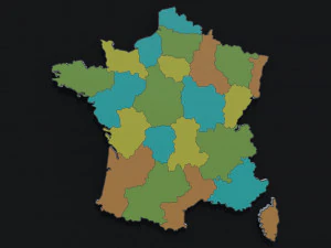 Political Map of France 3D Model