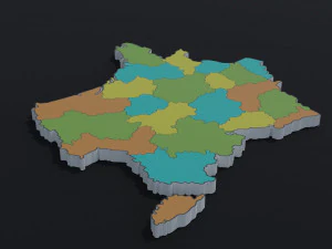 Political Map of France 3D Model