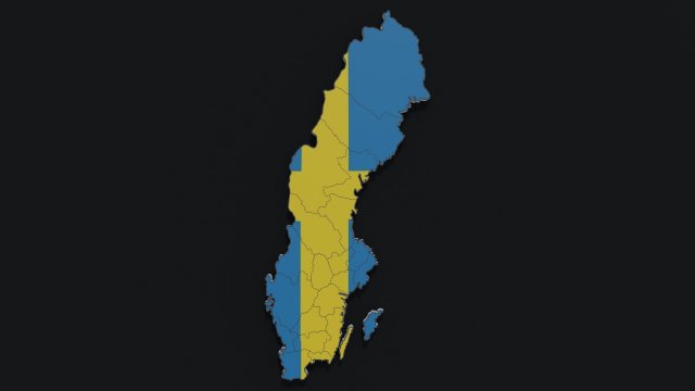 Political Map of Sweden 3D Model .c4d .max .obj .3ds .fbx .stl .blend 