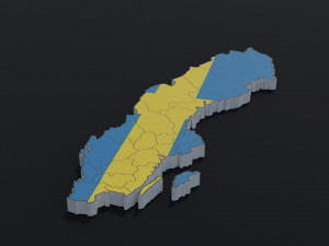 Political Map of Sweden 3D Model