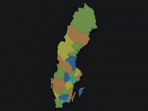 Political Map of Sweden 3D Model