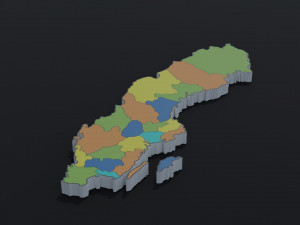 Political Map of Sweden 3D Model