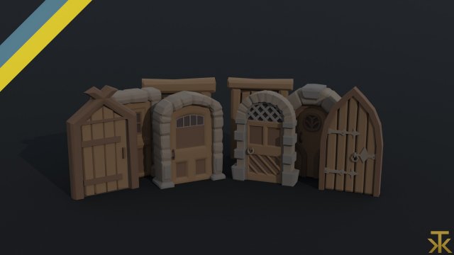 Cartoon fantasy door Polygonal Style 3D मॉडल .c4d .max .obj .3ds .fbx .stl .blend 