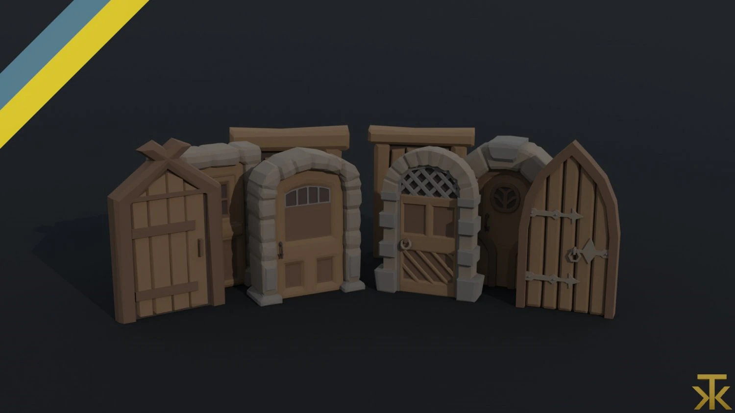 Cartoon fantasy door Polygonal Style 3D Model .c4d .max .obj .3ds .fbx .stl .blend 