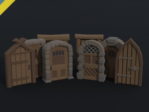 Cartoon fantasy door Polygonal Style 3D Model