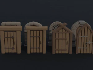 Cartoon fantasy door Polygonal Style 3D Model