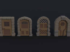 Cartoon fantasy door Polygonal Style 3D मॉडल