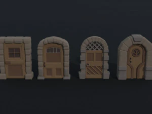Cartoon fantasy door Polygonal Style 3D Model
