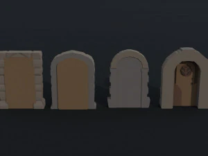 Cartoon fantasy door Polygonal Style 3D Model