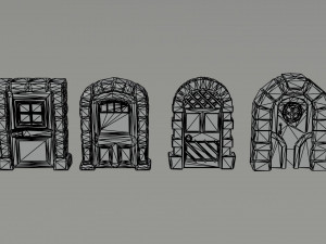 Cartoon fantasy door Polygonal Style 3D मॉडल