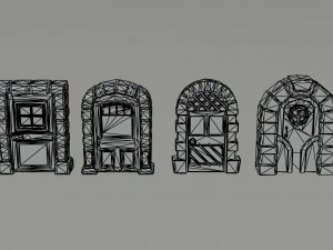 Cartoon fantasy door Polygonal Style 3D Model