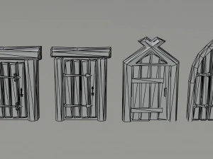 Cartoon fantasy door Polygonal Style 3D Model