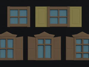 Cartoon fantasy wood windows Polygonal Style 3D Model