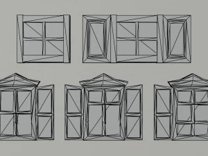 Cartoon fantasy wood windows Polygonal Style 3D Model