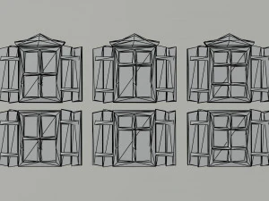 Cartoon fantasy wood windows Polygonal Style 3D Model