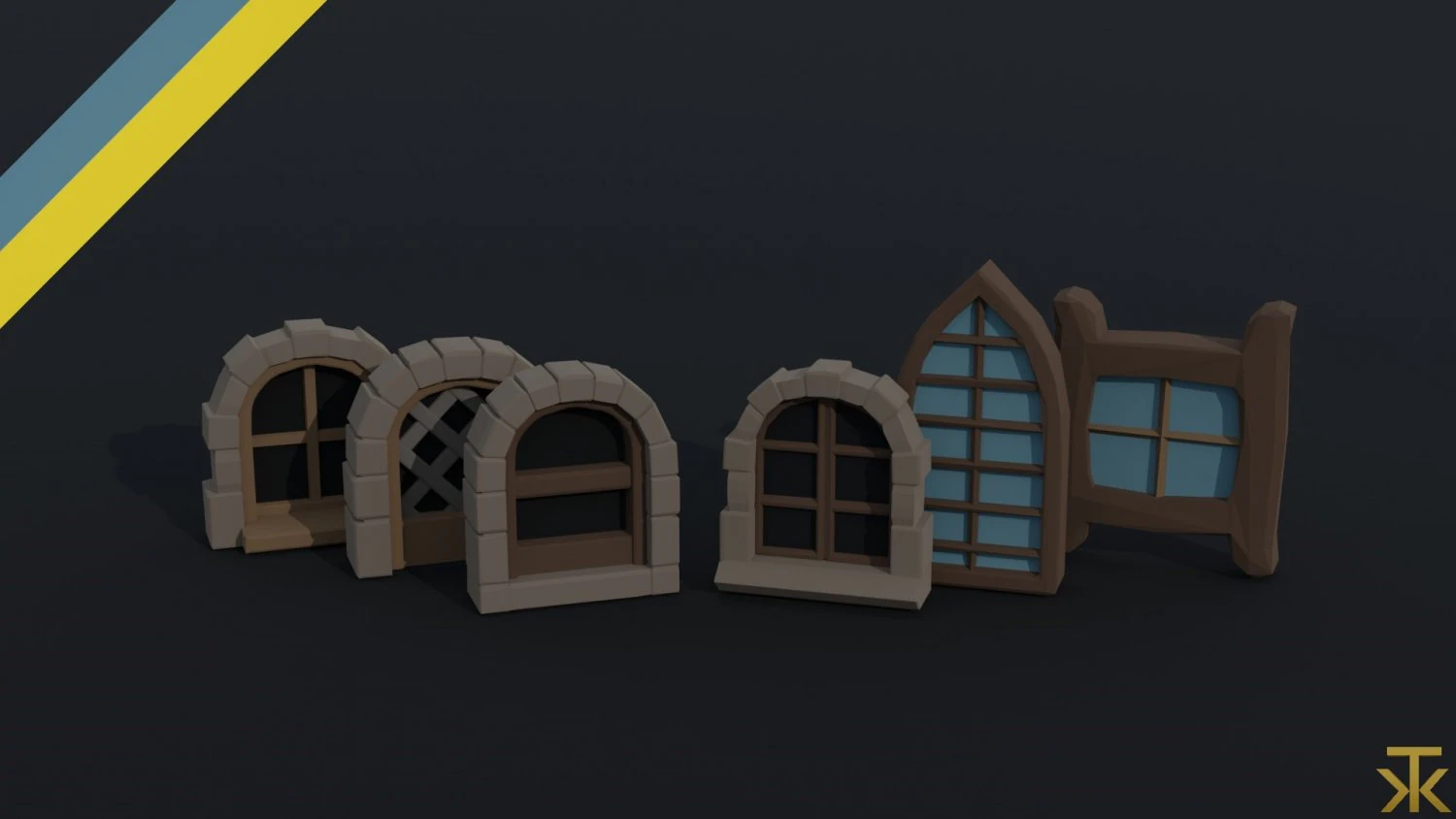 Cartoon fantasy windows Polygonal Style 3D Model .c4d .max .obj .3ds .fbx .stl .blend 