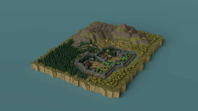 Cartoon Polygonal Fantasy Castle 3D Модель .c4d .max .obj .3ds .fbx .stl .blend 