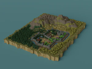 Cartoon Polygonal Fantasy Castle 3D Model