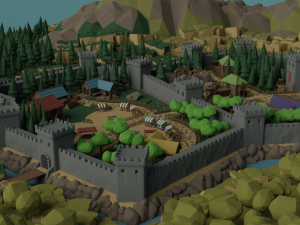 Cartoon Polygonal Fantasy Castle 3D Модель