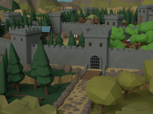 Cartoon Polygonal Fantasy Castle 3D Модель