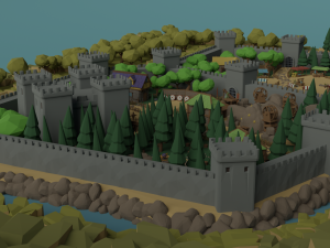 Cartoon Polygonal Fantasy Castle 3D Модель