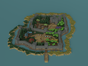 Cartoon Polygonal Fantasy Castle 3D Модель