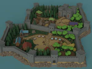 Cartoon Polygonal Fantasy Castle 3D Модель