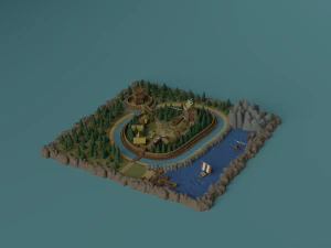 Castelo Viking poligonal de desenho animado Modelo 3D