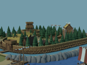 Cartoon Polygonal Viking Castle 3D Model