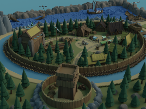 Cartoon Polygonal Viking Castle 3D Model