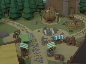Cartoon Polygonal Viking Castle 3D Model