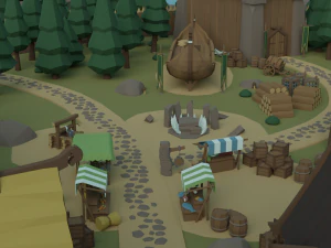 Cartoon Polygonal Viking Castle 3D Model