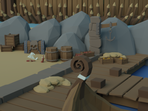 Cartoon Polygonal Viking Castle 3D Model