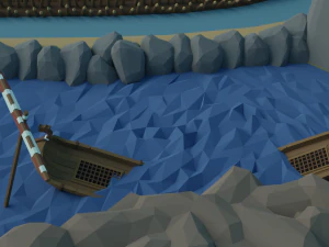 Cartoon Polygonal Viking Castle 3D Model