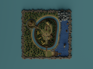 Cartoon Polygonal Viking Castle 3D Model