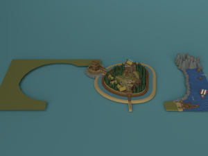 Cartoon Polygonal Viking Castle 3D Model