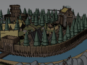 Cartoon Polygonal Viking Castle 3D Model