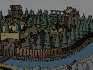 Cartoon Polygonal Viking Castle 3D Model